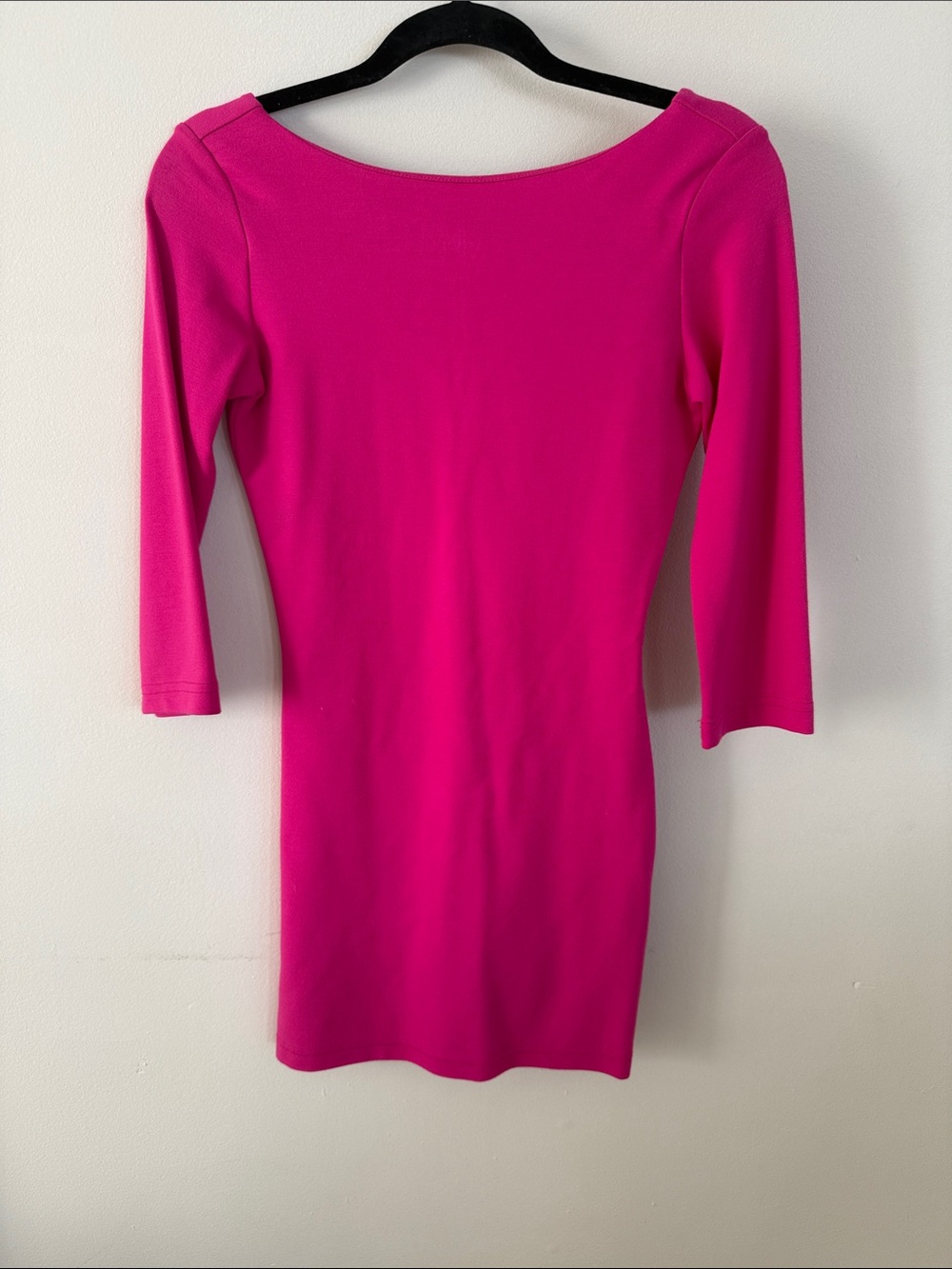 Amanda Uprichard Hot Pink Long Sleeve Scoop Neck Dress